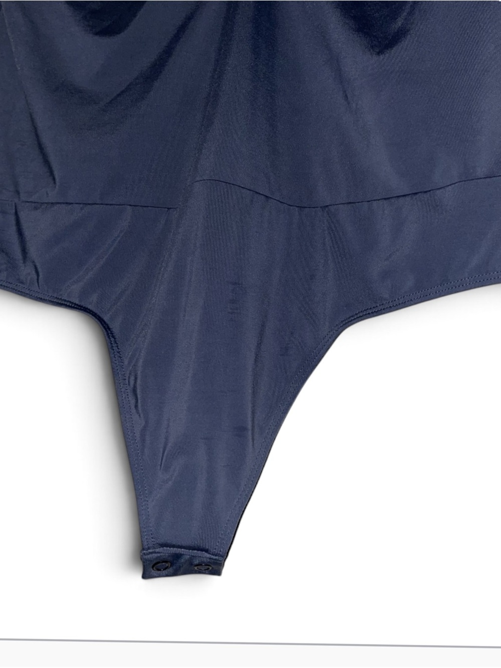 Express Slate Blue V-Neck Ruched Bodysuit - Picture 3 of 3